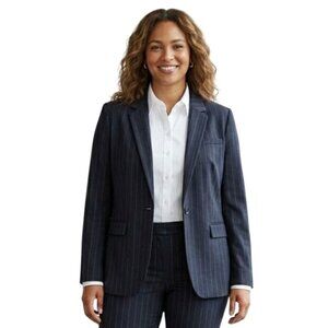 Banana Republic Charcoal Gray Pinstripe Blazer Classic Closet Staple Size 14